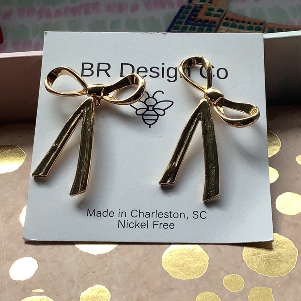 Bow BR Designs Co. pierced earrings studs nickel free brand new tag on t…